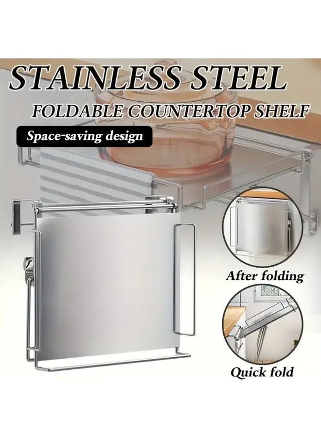 Black Heavy Duty Stainless Steel Foldable Bathroom Shelf Over Door Organizer No Drill Installation - Image 2